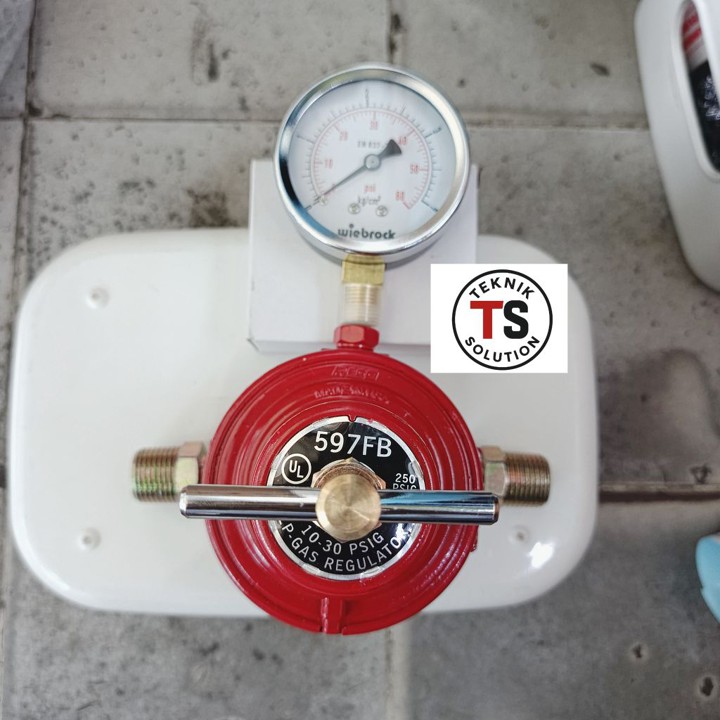 Regulator Gas REGO 597FB + Double Nepel + Pressure Gauge