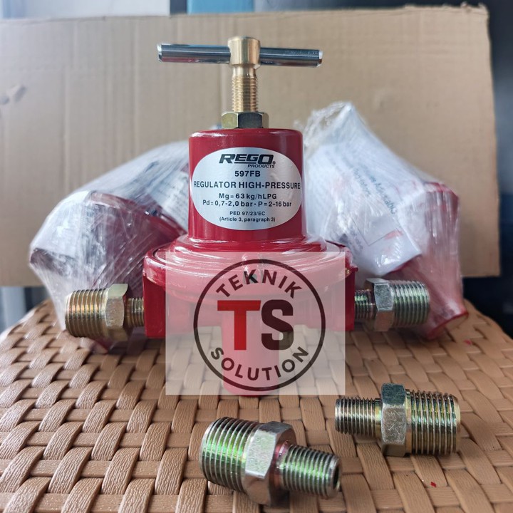 Regulator Gas Rego 597fb + Dobel Nepel 1/4"x1/2"