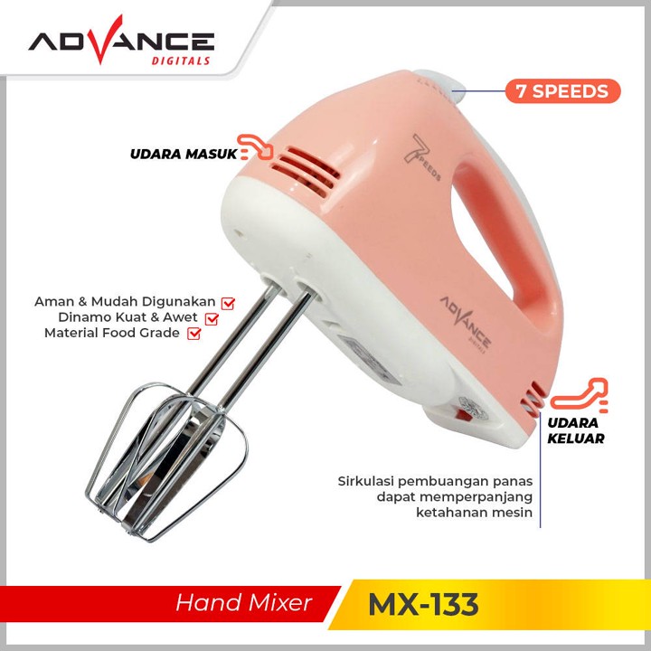 Hand Mixer Advance Mx-133 Pengaduk Adonan Kue 4 Besi Mixer P