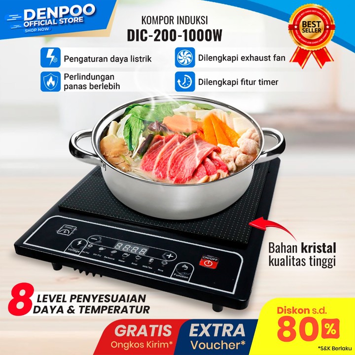 Denpoo Kompor Induksi Listrik Touch Screen Low Watt DIC 200-