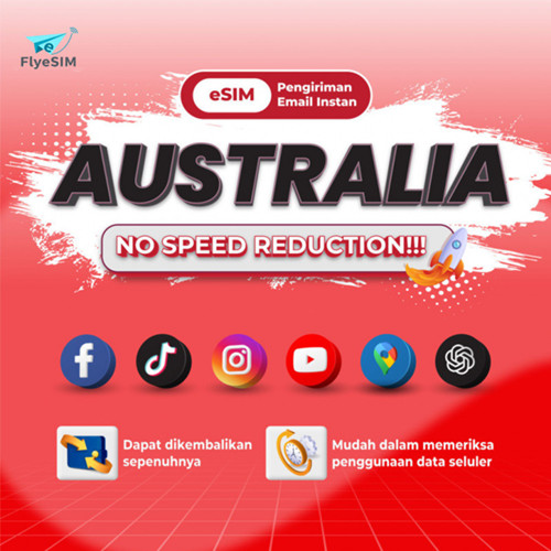 Flyesim Australia esim Roaming 5G Data | 10-30Hari | Instant Email Delivery | High Speed Travel