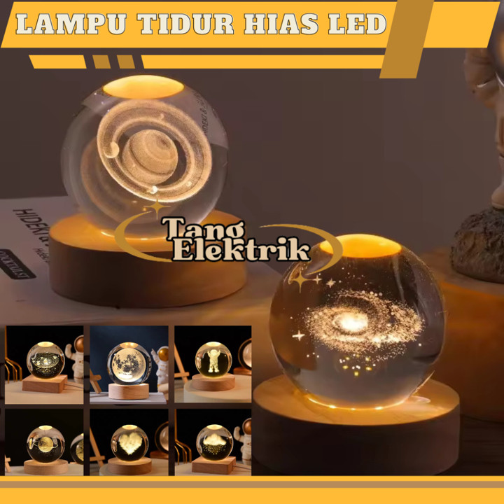 Lampu Tidur Hias LED Bola Kristal Hiasan Kamar Tidur Aesthet