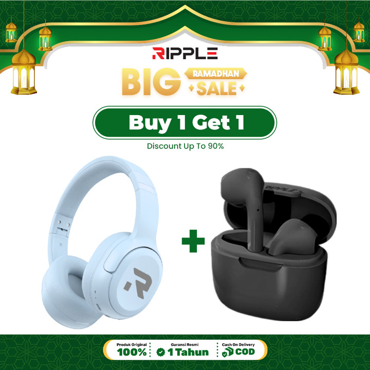 Ripple Bluetooth Headphone Wireless Noise Canceling with TF Microphone Headphone TWS earphone bundle
