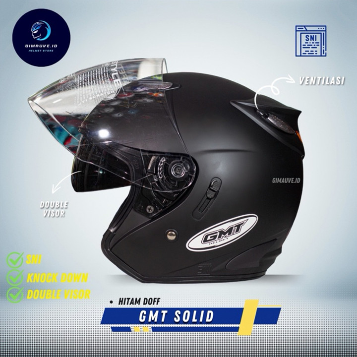 Helm GMT No 1 Helm Half Face GMT Original Double Visor Helm 2 kaca Motor Helem SNI Murah Helm Pria Wanita Dewasa Helem Murah - WAJB CHECK OUT KARDUS DAN BUBBLE WRAP JIKA TERJADI KERUSAKAN TANPA PEMBELIAN KARDUS DAN BUBBLE WRAP DILUAR TANGGUNG JAWAB KAMI