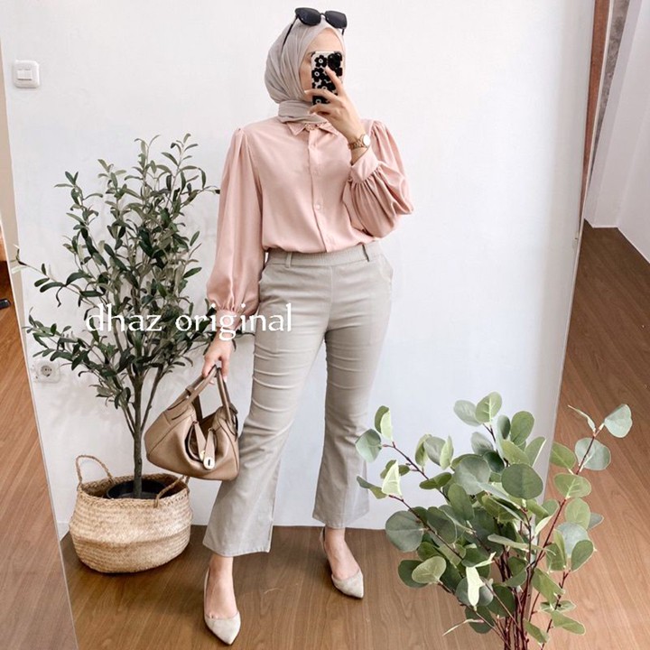 CUTBRAY BASIC PANT // CELANA KANTOR WANITA // PINGGANG KARET KOLOR // DHAZ ORIGINAL