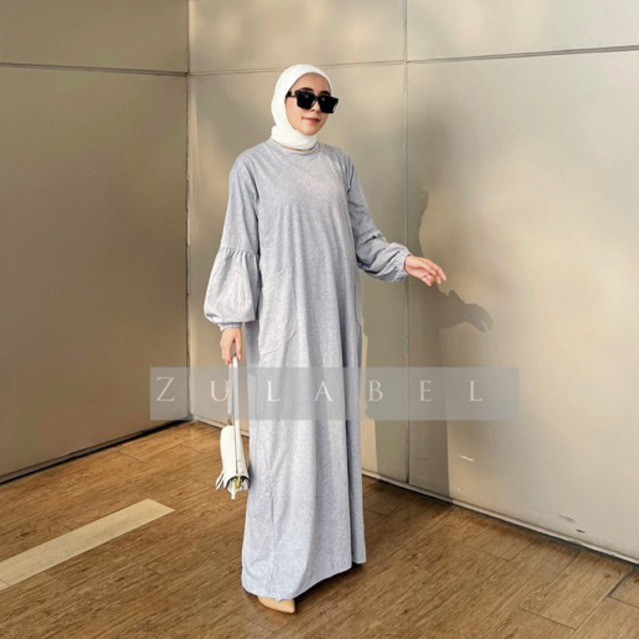 Sandra Dress Gamis Wanita Busui dan Non Busui Katun Kaos Combed 30s by Zulabel