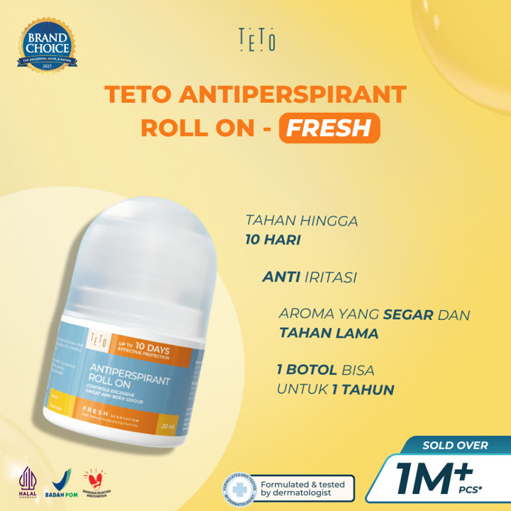 TETO Antiperspirant Bukan Deodorant Fresh 20ml yang mengurangi keringat & bau badan hingga 10 Hari