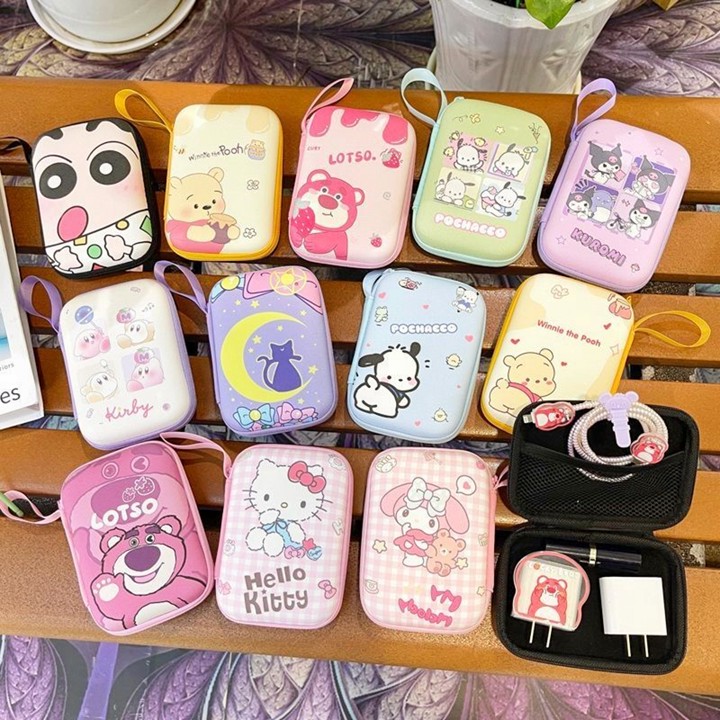 Pouch serbaguna hardcase Dompet headset uang anti air lucu Dompet kartu kunci koin charger makeup kosmetik earphone Pouch handphone powerbank waterproof Tas penyimpanan multifungsi kartun Kotak travel organizer