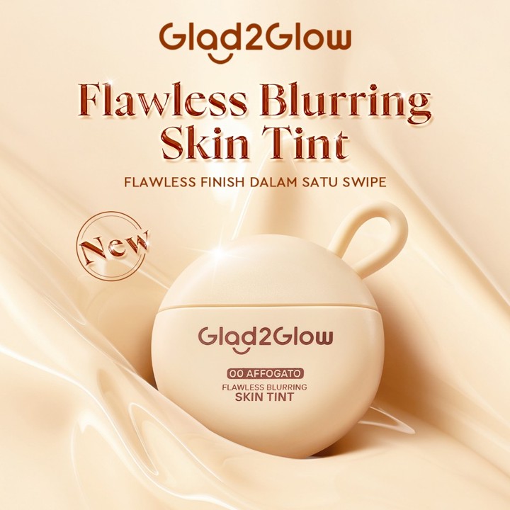 [100%ORI]Glad2Glow FLAWLESS BLURRING SKIN TINT 30ML Concealer Foundation Bedak padat Make up Lightweight Coverage Long-lasting 12-Hour Soft-Focus Flawless Skin oil-control Bio-Mimetic Film Technology Squalane Care glad2glow official store