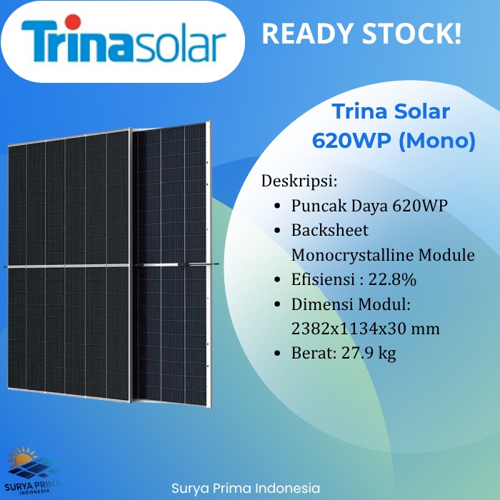 Trina Solar Cell / Panel Surya 620WP SNI Mono Tier 1 Bukan J