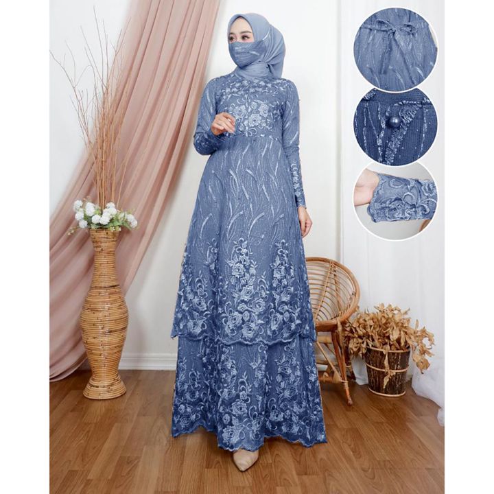 MAXI VIRA (M L XL XXL XXXL) GAMIS BRUKAT DRESS SUSUN FULL BRUKAT BUSUI FRIENDLY GAMIS PESTA KONDANGAN BRIDESMAID TILE MEWAH GAMIS TERLARIS