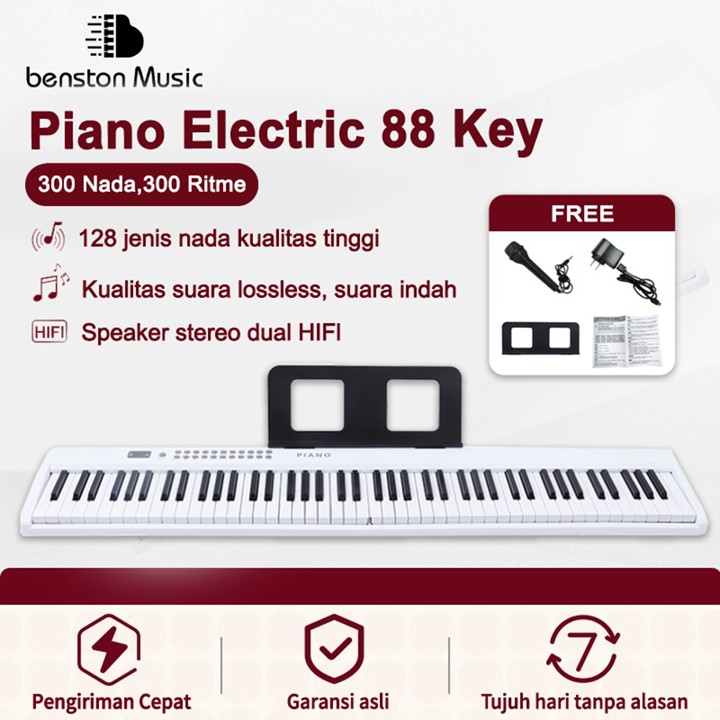 Benston Music-Keyboard elektrik lipat 88 tuts portabel charging rumah anak/pemula, 88-tuts piano lipat piano elektrik pintar