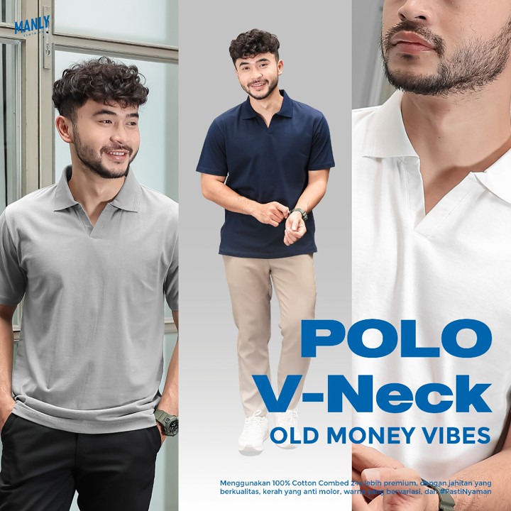 Kaos Kerah Lengan Pendek Premium Polo V-Neck Shirt Pria