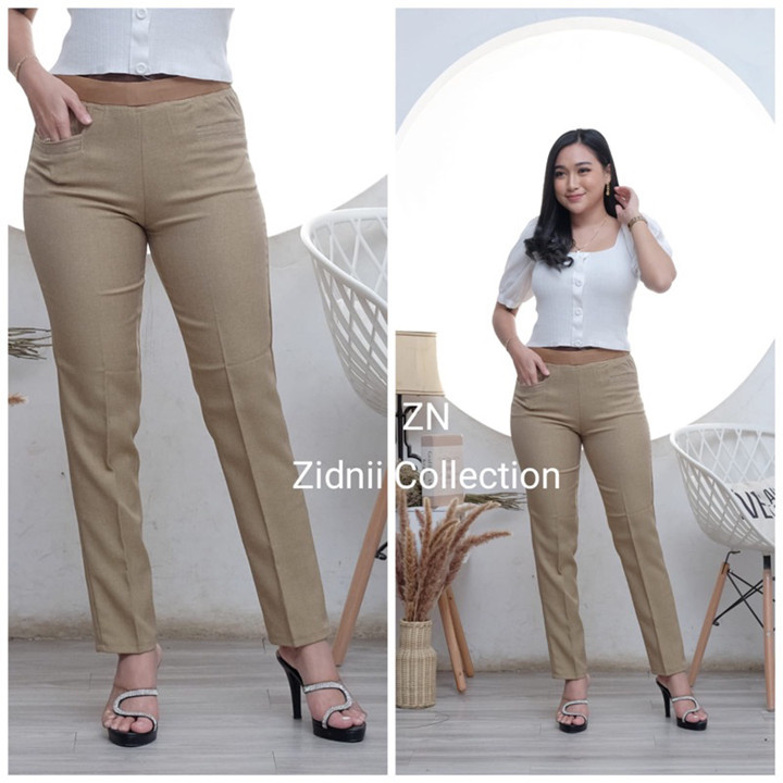 Celana kerja karet pinggang wanita JUMBO kualitas premium bisa MELAR HIGHWAISH