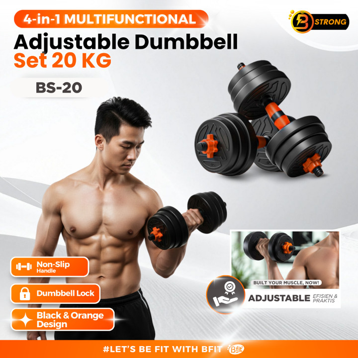 (BALIKPAPAN) B-STRONG BS-20 Adjustable Dumbbell Set 20KG - 4