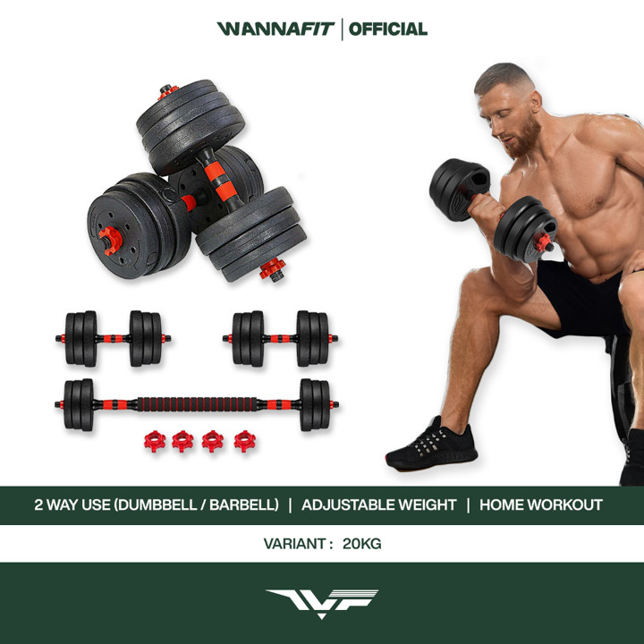 WANNAFIT Barbell / Dumbbell Set 20kg | Alat Latihan Beban