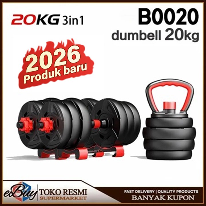 e-Buy Dumbbell Barbell Peralatan Fitness Set 20 Kg Dapat Dih