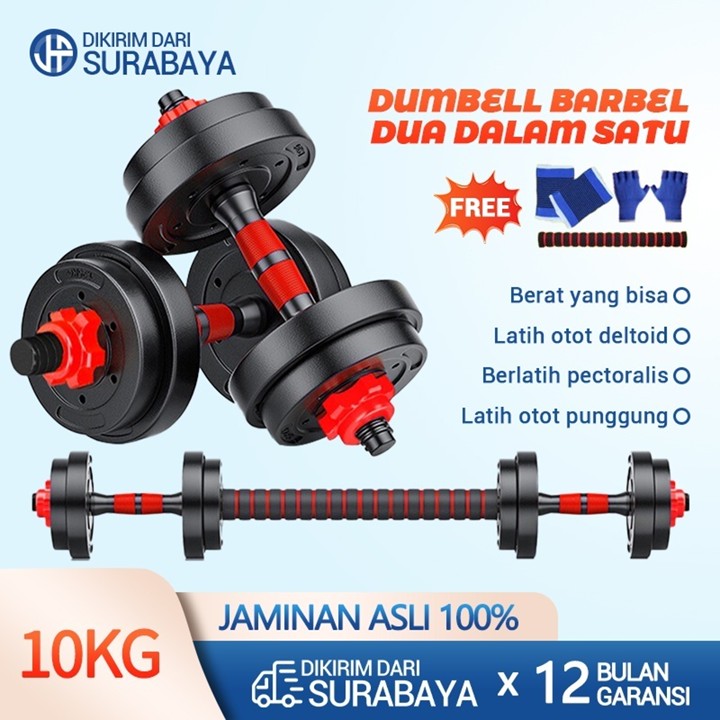 【Spot barang】Dumbbell set peralatan fitness barbel set 10 KG