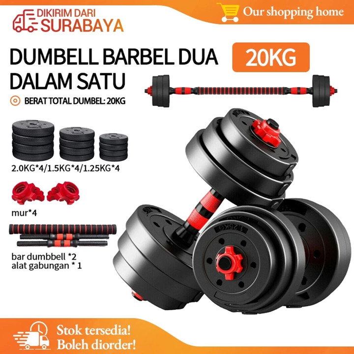 Dumbell Set PVC Peralatan Fitness Barbel Set 20 kg Dengan Pe