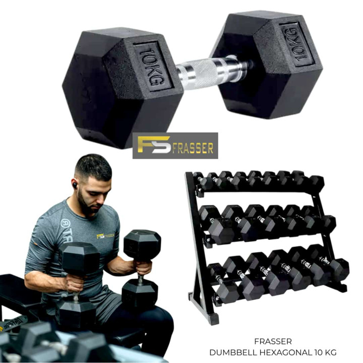 Frasser Dumbell Hexagonal 10 KG Barbel DMBHX 05