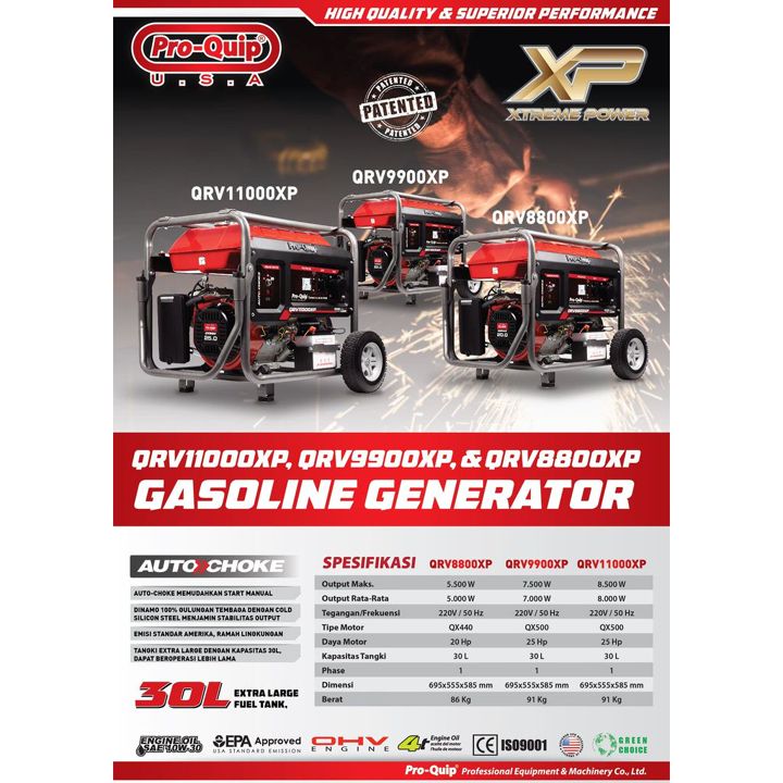 Mesin Genset Bensin Proquip QRV8800XP Generator Gasoline QRV