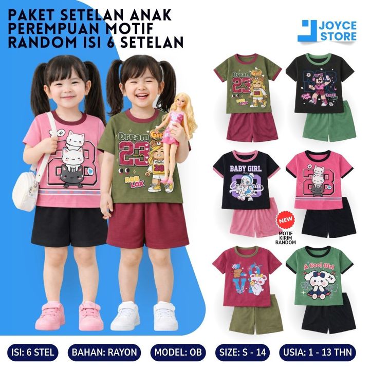 PAKET HEMAT ISI 6 STEL / SETELAN ANAK PEREMPUAN MOTIF LUCU R