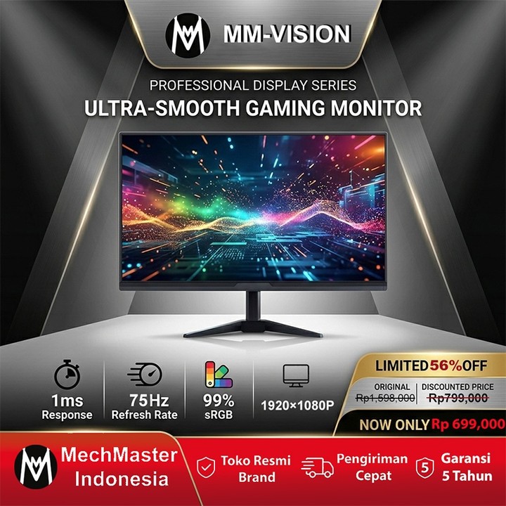 [MM-VISION] MONITOR LED SPC SM-19HD 22 /24/27inch  Fast IPS FHD Resolution FasterRefresh Rate VGA HDMl Garansi Resmi