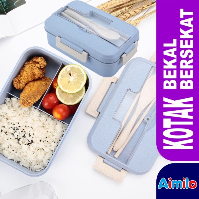 LUNCH BOX SET KOTAK BEKAL MAKAN SIANG FREE SENDOK SUMPIT  - 
