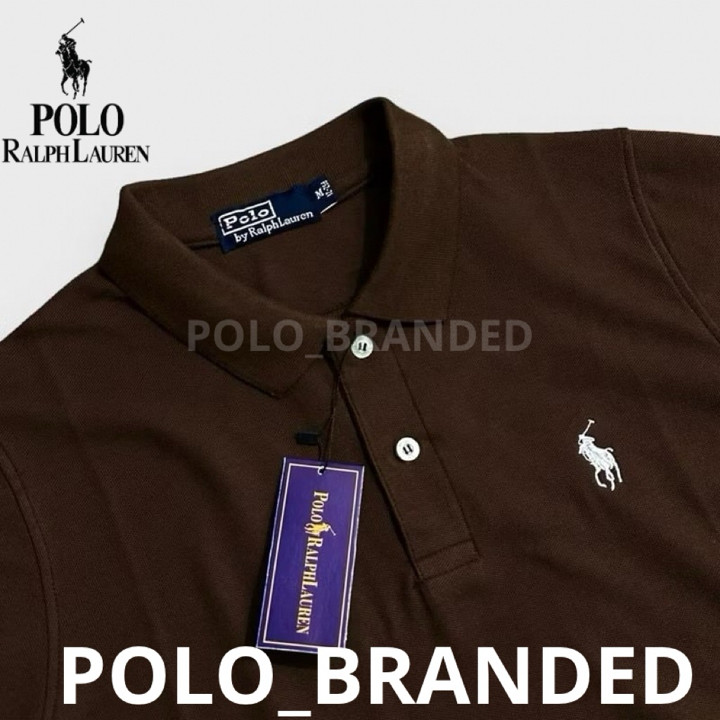 POLO BRANDED~Kaos Kerah Pria Coklat Kopi Premium Quality Len