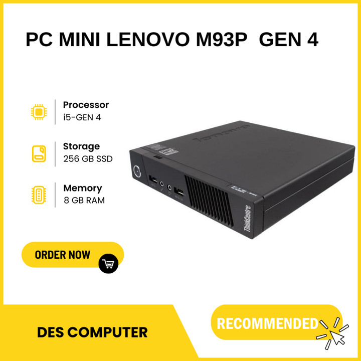 PC MINI LENOVO M93P CORE I5 GEN 4 RAM 8GB SSD 256GB MULUS (V