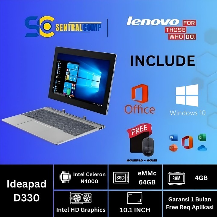 Lenovo ideapad D330 2in1 CELLERON N4000 Series /Ram 4GB /SSD