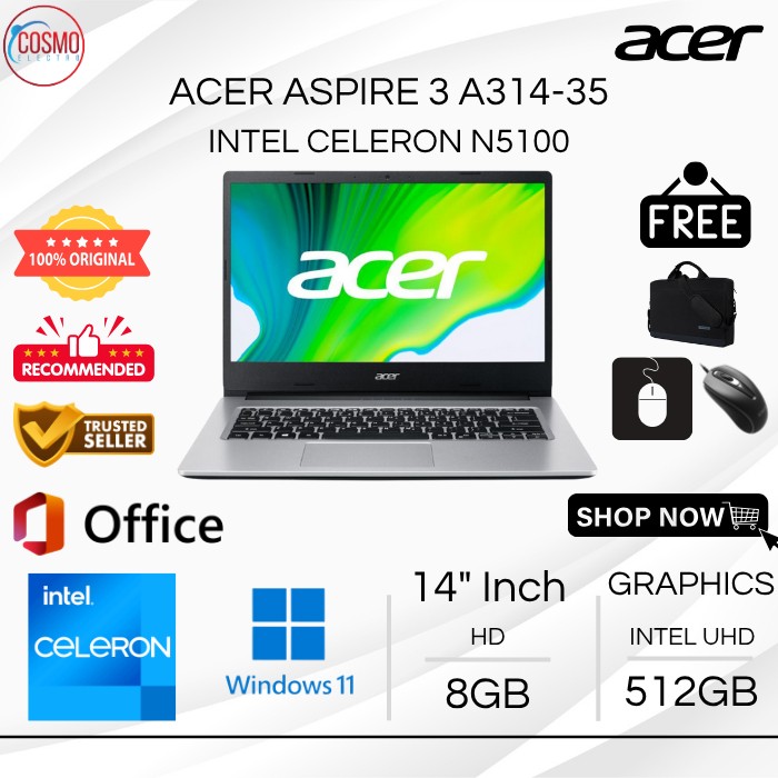 ACER ASPIRE 3 A314-35 INTEL CELERON N5100 | 8GB RAM 512GB SS