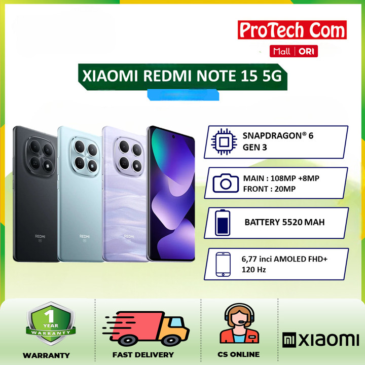 XIAOMI REDMI NOTE 15 5G [8GB/256GB] [12GB/512GB] GARANSI RES