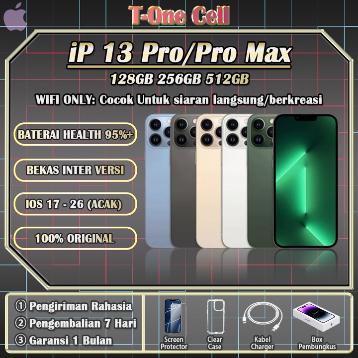 iPhone 13 Pro/ProMax BEKAS 100% ORI 128/256/512GB, Second In