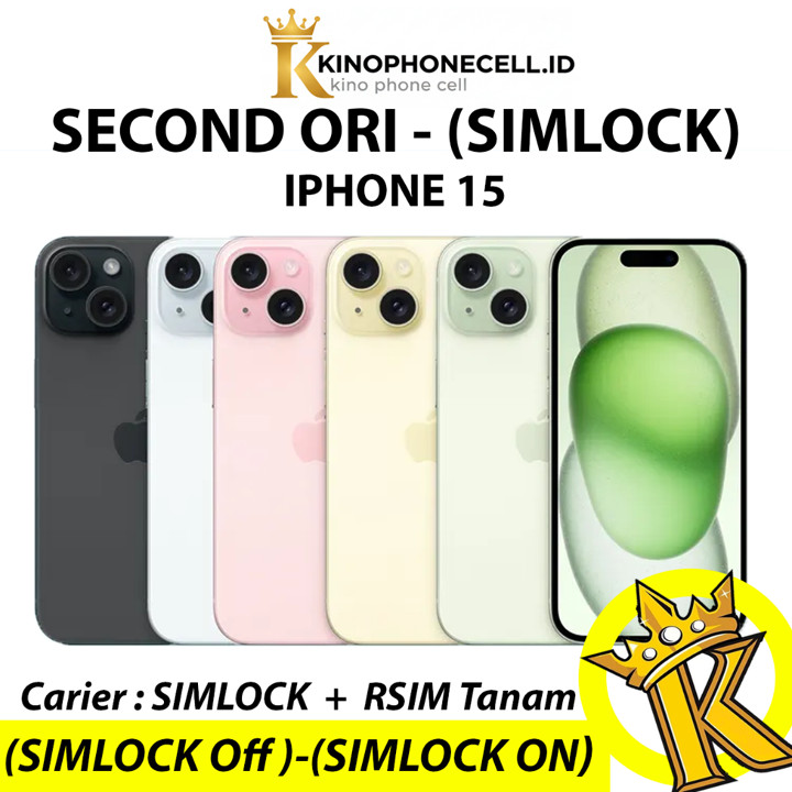 IPHONE 15 128GB 256GB (SIMLOCK) + (RSIM) Tanam - kino phone 