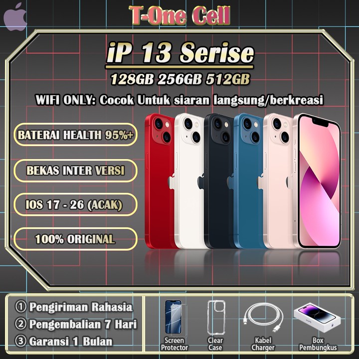 (BH 95%+) iPhone 13 BEKAS/SECOND 100% ORI 128/256GB INTER, G