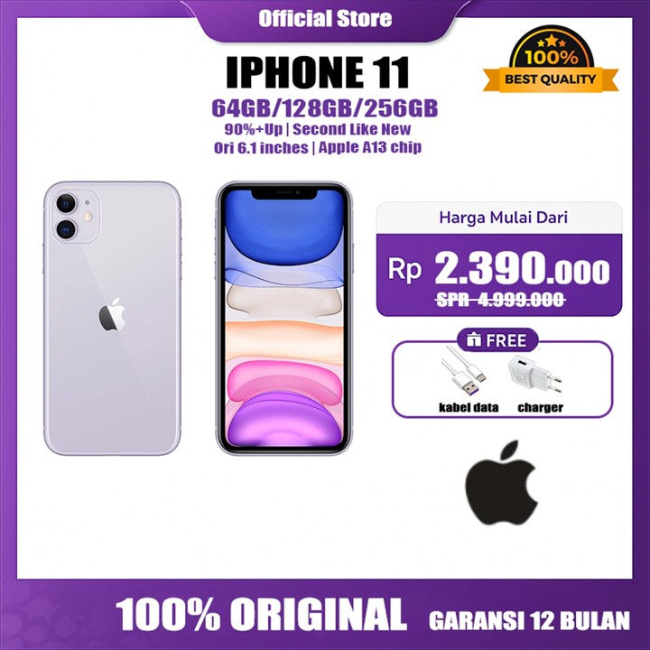 Iphone 11 IP 11 Second 256GB/128GB/64GB Normal Inter Origina