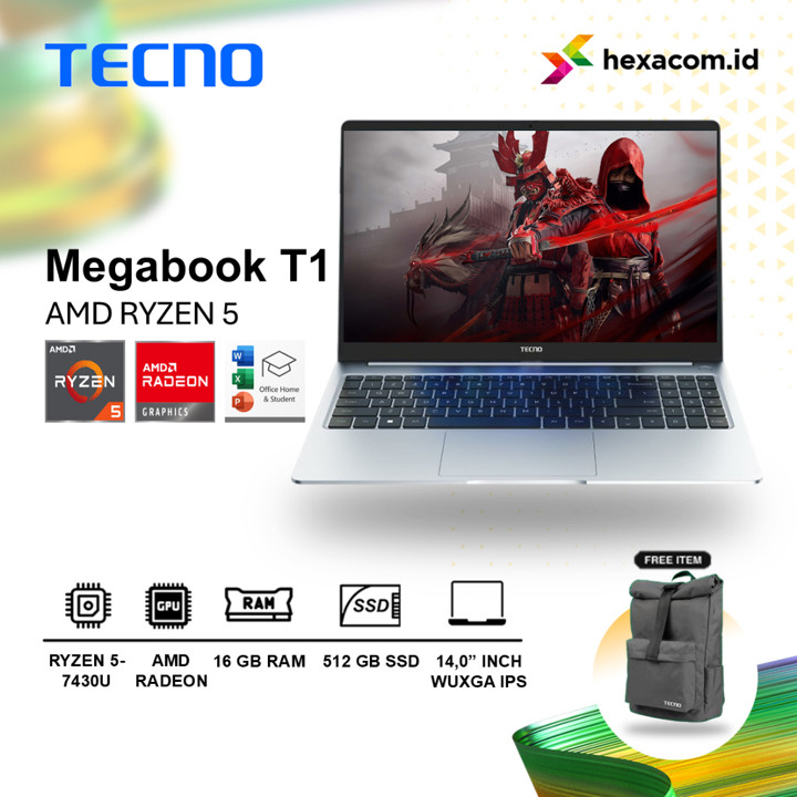 Laptop Tecno Megabook T1 14 Ryzen 5 7430U 16GB 512GB SSD 14 