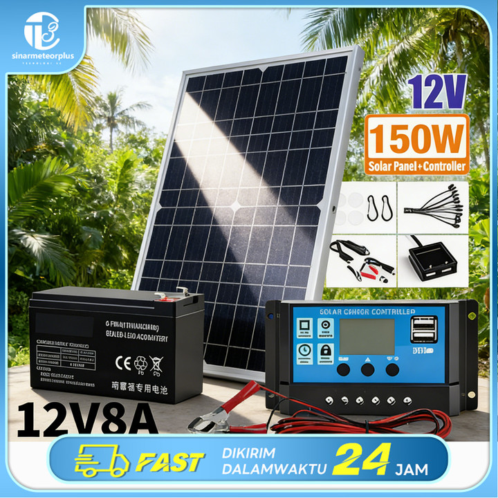 Panel Surya 60W/100W/120W/150W Solar Panel + Aki sprayer ele