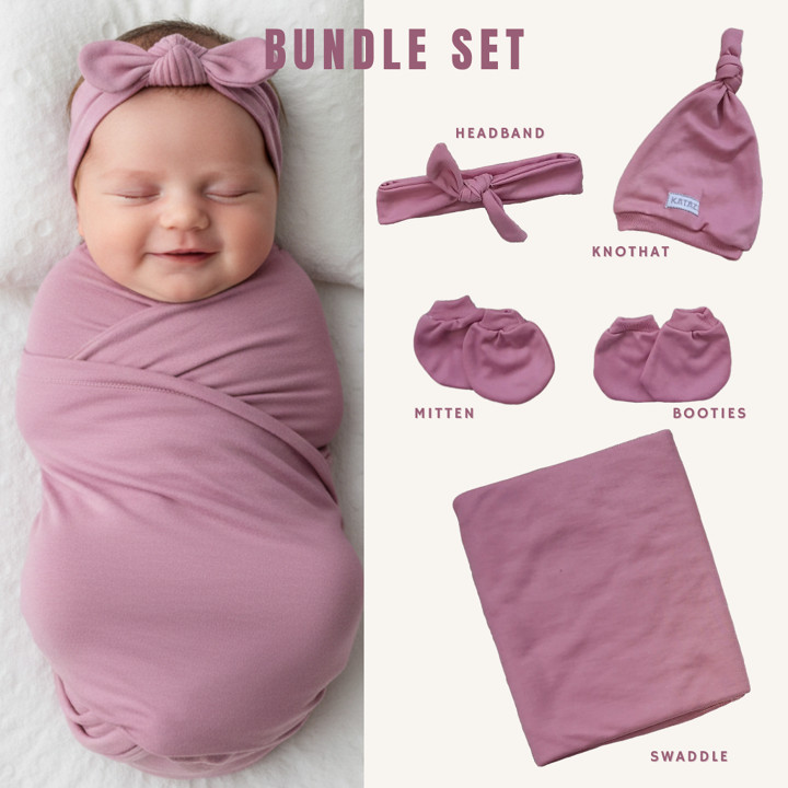 Bundle Set Newborn Bedong Bandana Topi Sartaki Bayi Baru Lah