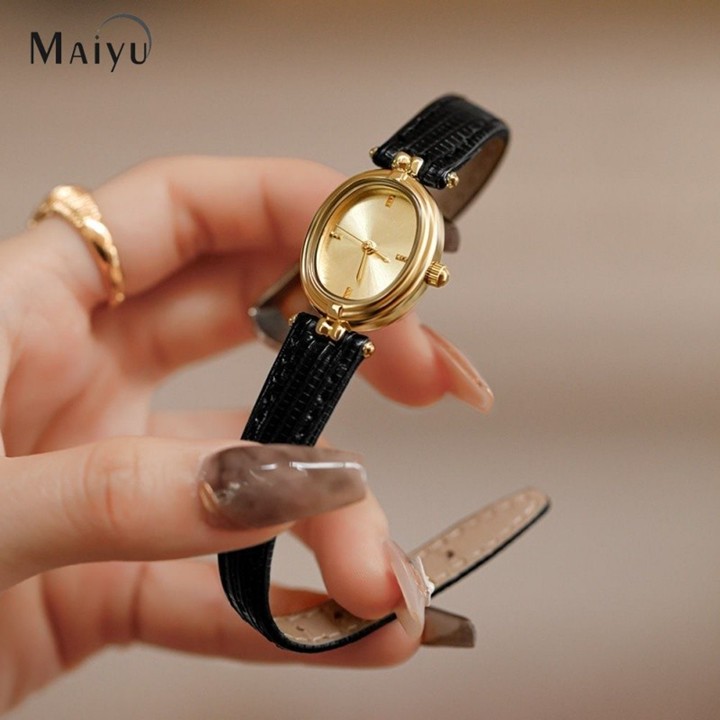 Jam Tangan Wanita A0260 Retro Jam Tangan Bulat Kecil Mode Te