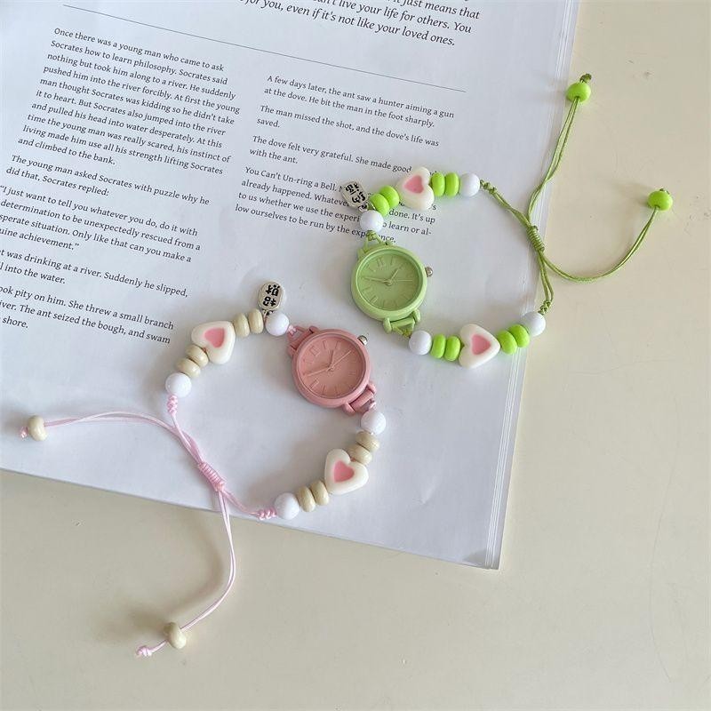 Gelang Jam Tangan Kucing Berwarna Segar Untuk Perempuan Gelang Manik-Manik Imut Dan Manis Koleksi Baru Gelang Tangan Perhiasan Jam Tangan Pergelangan Tangan