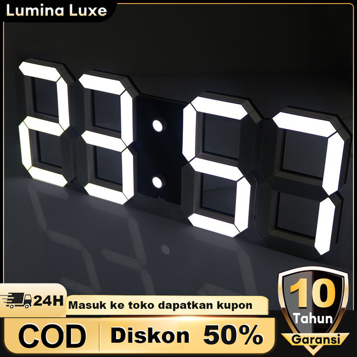 Jam Dinding Digital LED 3D Bentuk Angka Modern Minimalis tam