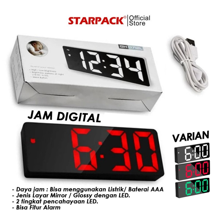 Jam Meja Digital Led Weker / Digital Alarm Clock Mirror