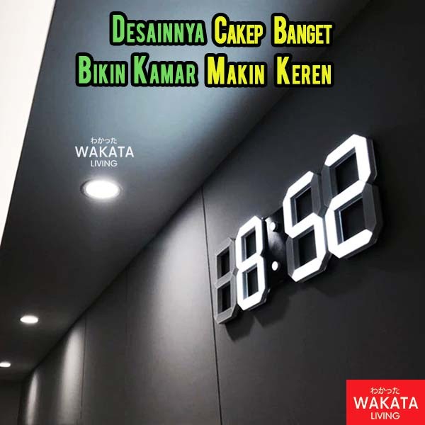 THOME Jam Meja Dinding Digital 3D LED Clock Bentuk Angka Mod