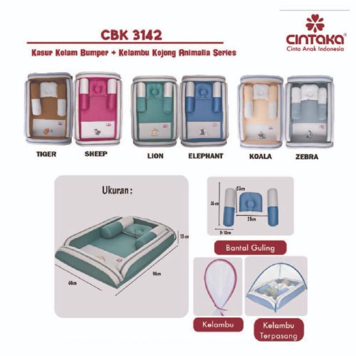 Cintaka Kasur Bayi Kolam Bumper + Kelambu Kojong Animalia Se