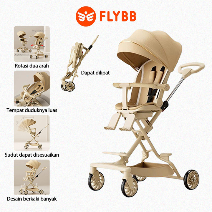 FLYBB Stroller Bayi Lipat Travelling Duduk Dan Berbaring  Ke