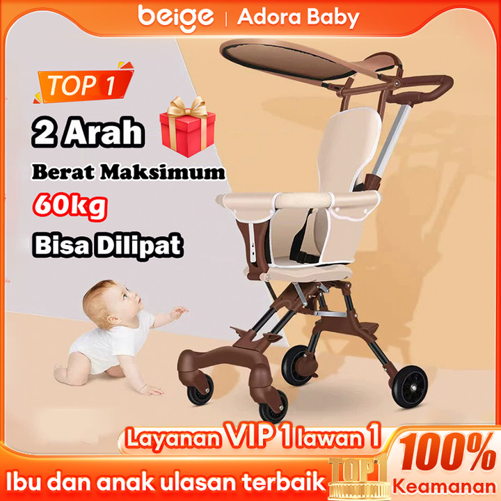 BEIGE Stroller Bayi Lipat Kereta Bayi Lightweight Kereta Dor