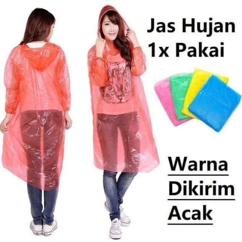 JAS HUJAN PLASTIK SEKALI PAKAI / JAS HUJAN PONCHO DISPOSABLE