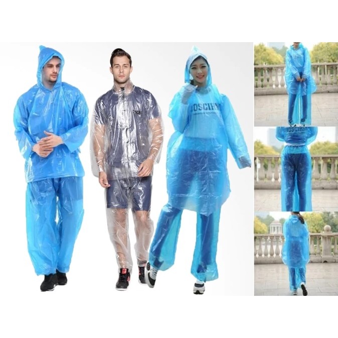 Jas Hujan Setelan (Jaket + Celana) Plastik HDPE PUTIH BENING